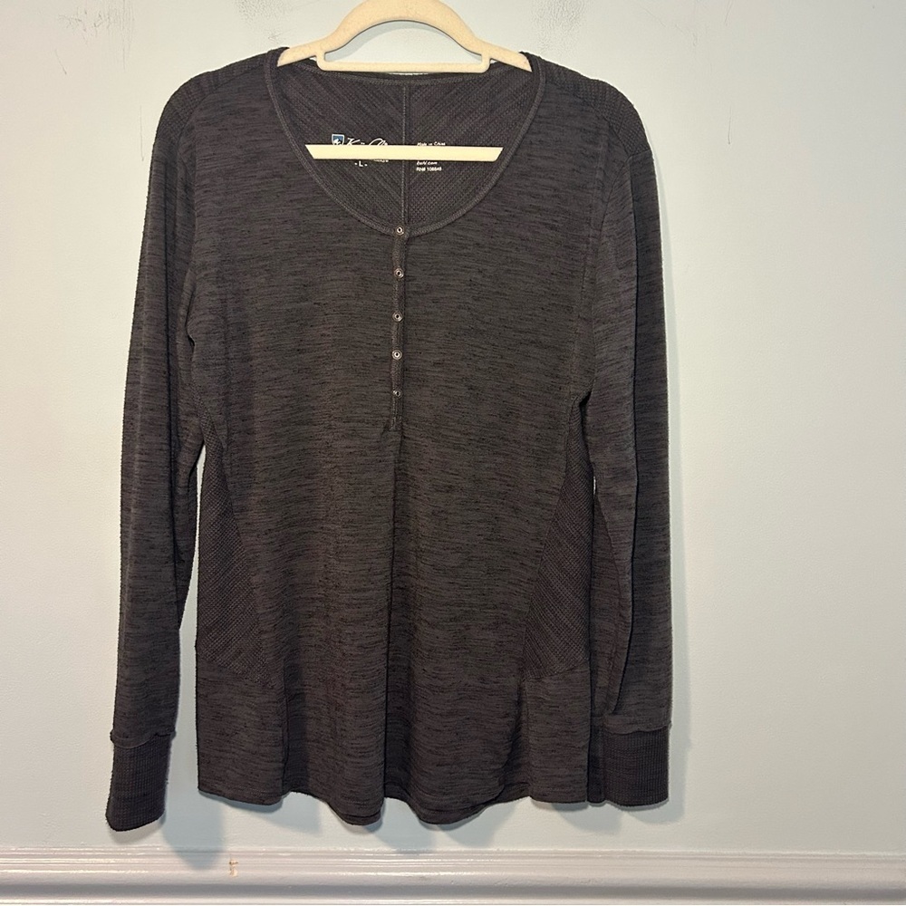 Kuhl Dark Gray Svenna Henley Long Sleeve Top Size Large
